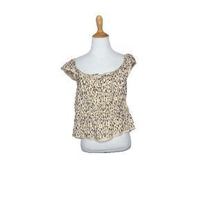Relaxx Leopard Cheetah Animal Print Short Sleeve Blouse Top Womens Size 1XL